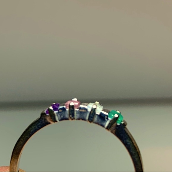 14K AAJ Multi-Gem Stone Ring Size 7.5 - 7.75 - Picture 3 of 10